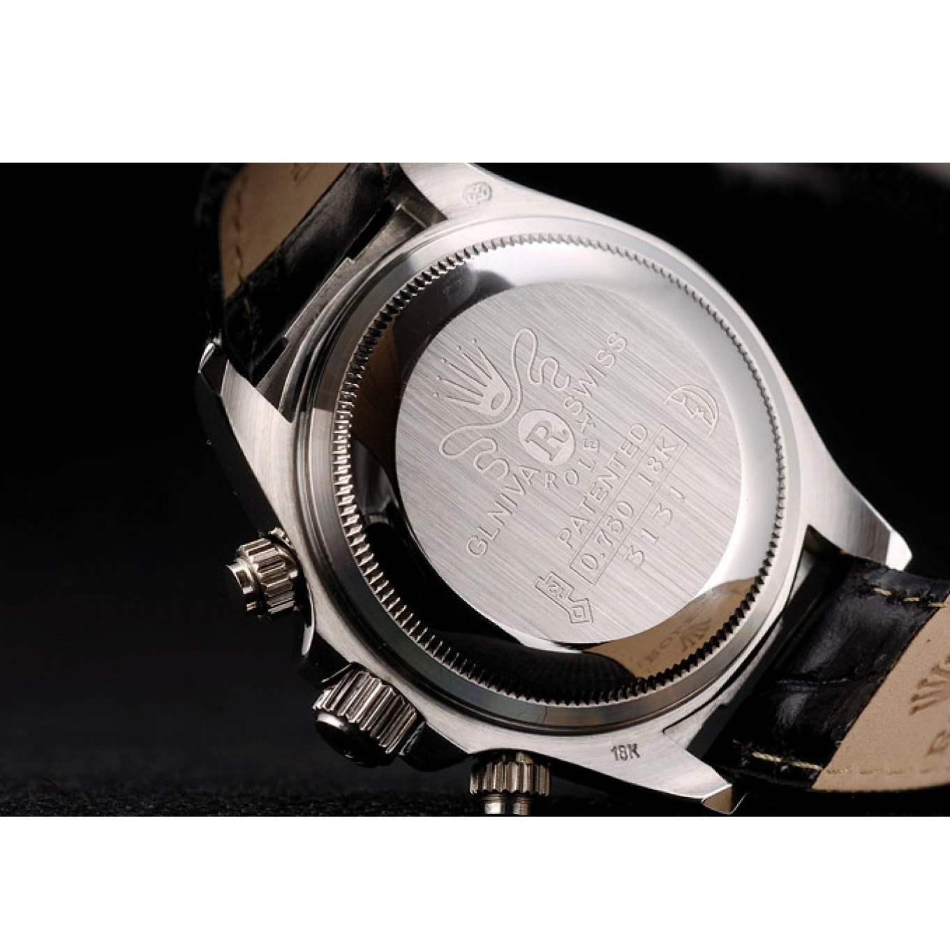 Best AAA Replica Sites Steel Case Black Rolex Lady Stainless Tachymeter Leather Black Dial Daytona Strap 1015
